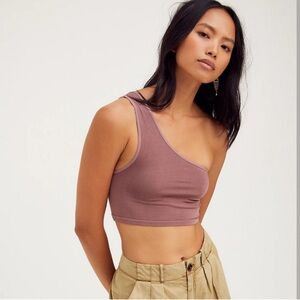 Free People One Shoulder Brami in white, M/L NWT